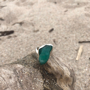 Emerald Sterling Silver Raw Ring-Jenstones Jewelry