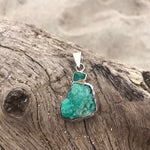 Load image into Gallery viewer, Raw Double Emerald Sterling Silver Pendant-Jenstones Jewelry
