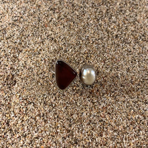 Wrap Around Sea Glass and Pearl Ring-Jenstones Jewelry