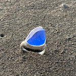 Load image into Gallery viewer, Blue Diamond Seaglass Sterling Silver Ring-Jenstones Jewelry
