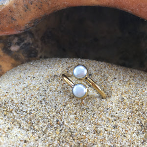 Bronze Wrap Ring White Pearl-Jenstones Jewelry