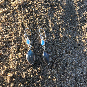 Labradorite & Australian Opal Earrings-Jenstones Jewelry