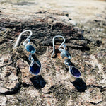 Load image into Gallery viewer, Blue Topaz &amp; Amethyst Faceted Dangle Earrings-Jenstones Jewelry
