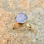 Load image into Gallery viewer, Bronze Ring with ice Druze Oval Small-Jenstones Jewelry
