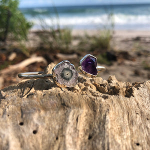 Raw Amethyst & Geode Wrap Bangle-Jenstones Jewelry