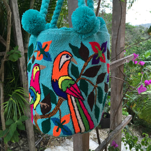 Mochila Turquoise Perrot Large Pom Pom Braid Design-Jenstones Jewelry