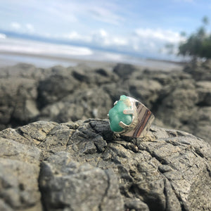 Emerald Ring Raw Sterling Size 7.5-Jenstones Jewelry