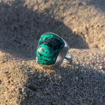 Load image into Gallery viewer, Turquoise &amp; Sterling Raw Nugget Ring-Jenstones Jewelry

