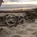 Load image into Gallery viewer, Nosara Wave Hoops w/ Pearl Sterling Silver-Jenstones Jewelry
