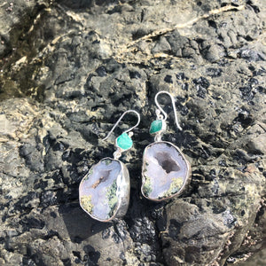 Chunky Geode & Emerald Earrings-Jenstones Jewelry