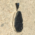 Load image into Gallery viewer, Black Quartz Druzy Cluster Pendant-Jenstones Jewelry

