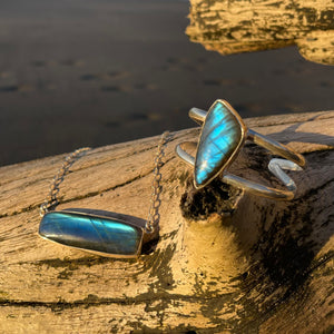 Labradorite Fire Blue Power Necklace-Jenstones Jewelry