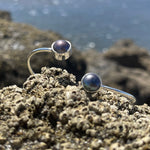 Load image into Gallery viewer, Double Purple Fresh Water Pearl and Sterling Silver Bangle-Jenstones Jewelry
