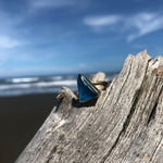 Load image into Gallery viewer, Bronze Sea Glass Aqua Blue Triangle-Jenstones Jewelry
