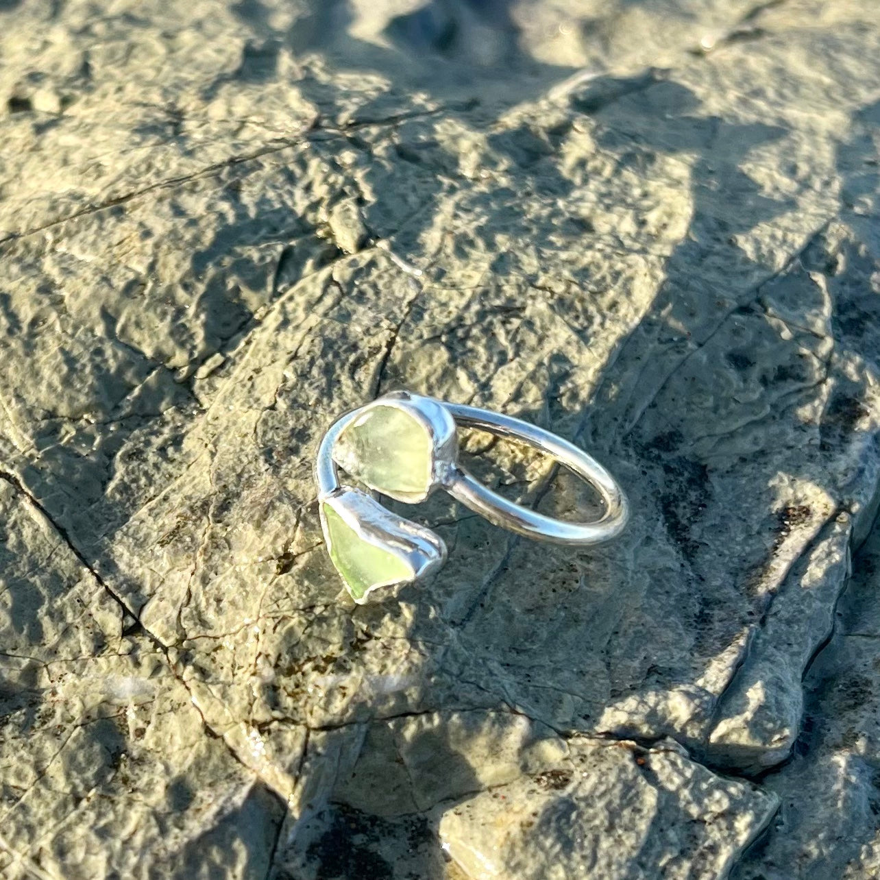 Sea Foam Green Sea glass Wrap Around Ring-Jenstones Jewelry