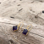 Load image into Gallery viewer, Raw Amethyst Bronze Earrings-Jenstones Jewelry
