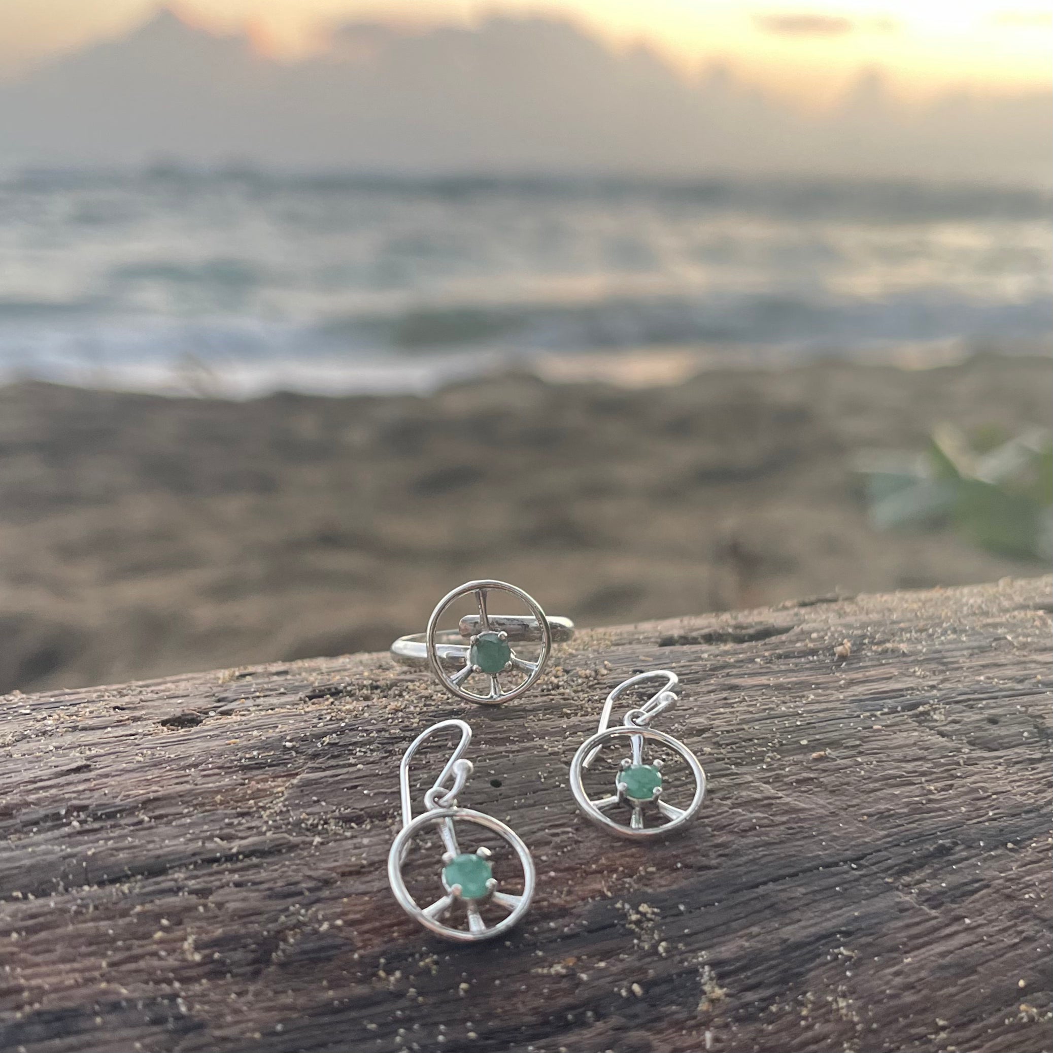 Emerald Peace Earrings-Jenstones Jewelry
