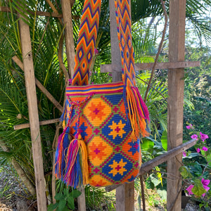 Mochila Orange Flower Octagon Design Large-Jenstones Jewelry