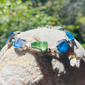 Ocean Bliss Sea Glass Link Bracelet-Jenstones Jewelry
