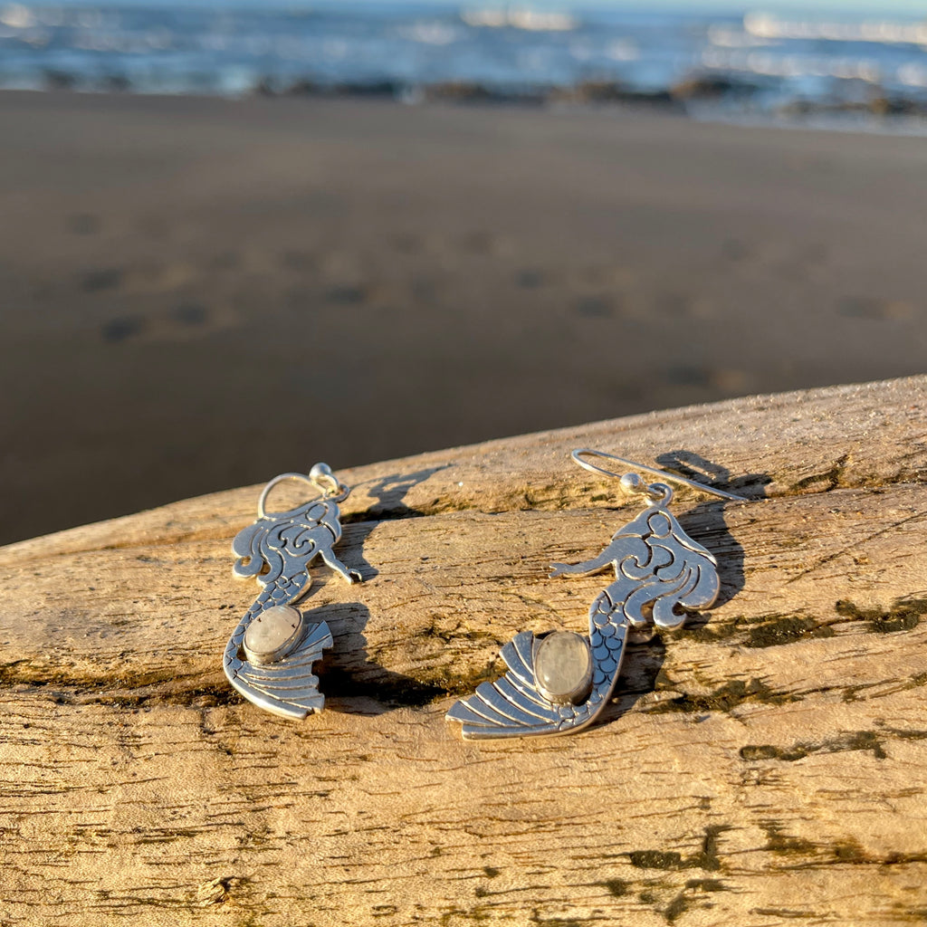 Mermaid Earrings with Moonstone-Jenstones Jewelry