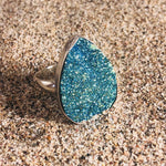 Load image into Gallery viewer, Titanium Azure Druze Losenge Ring-Jenstones Jewelry
