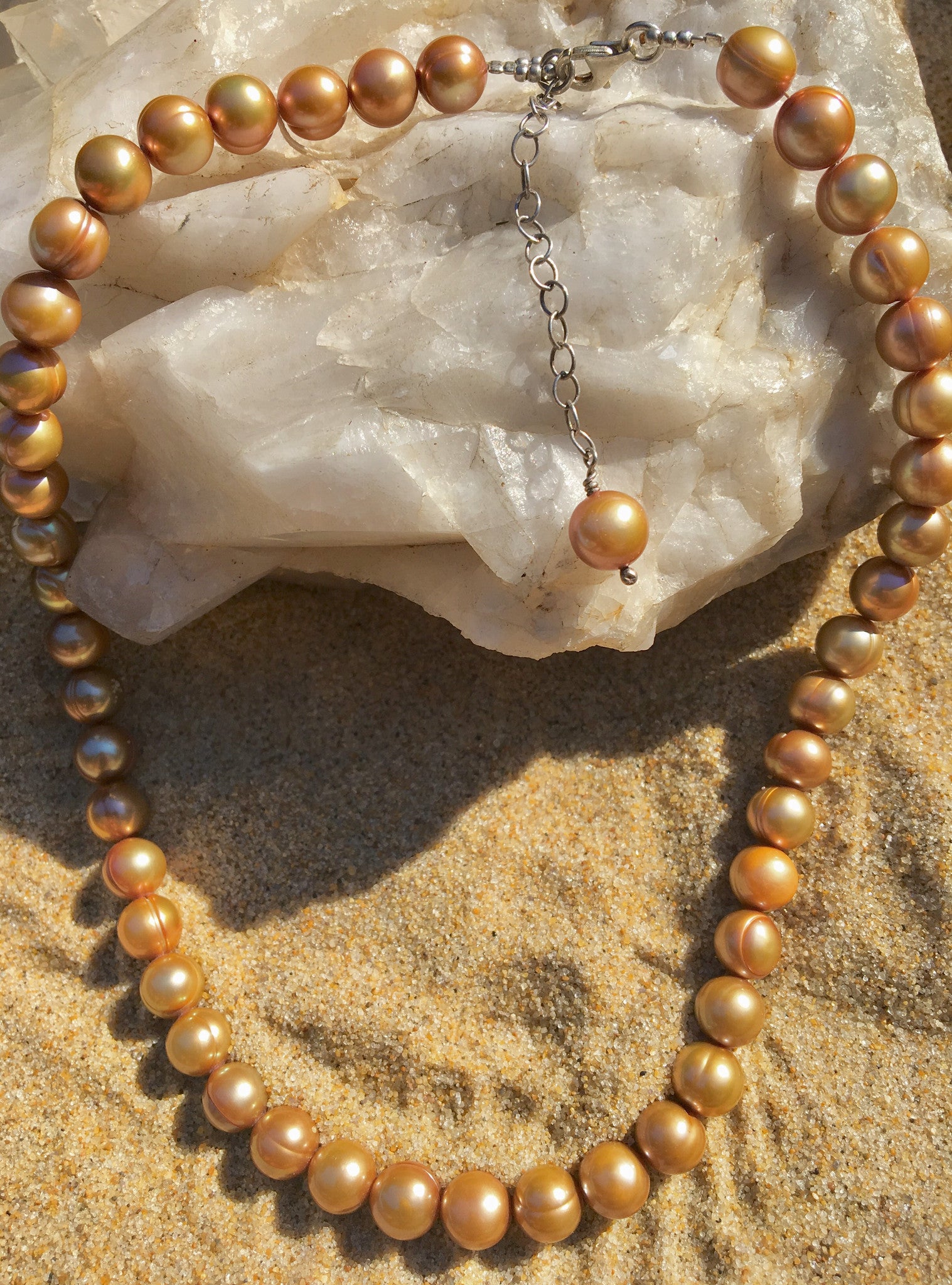 Pearl necklace with butterscotch pearls-Jenstones Jewelry