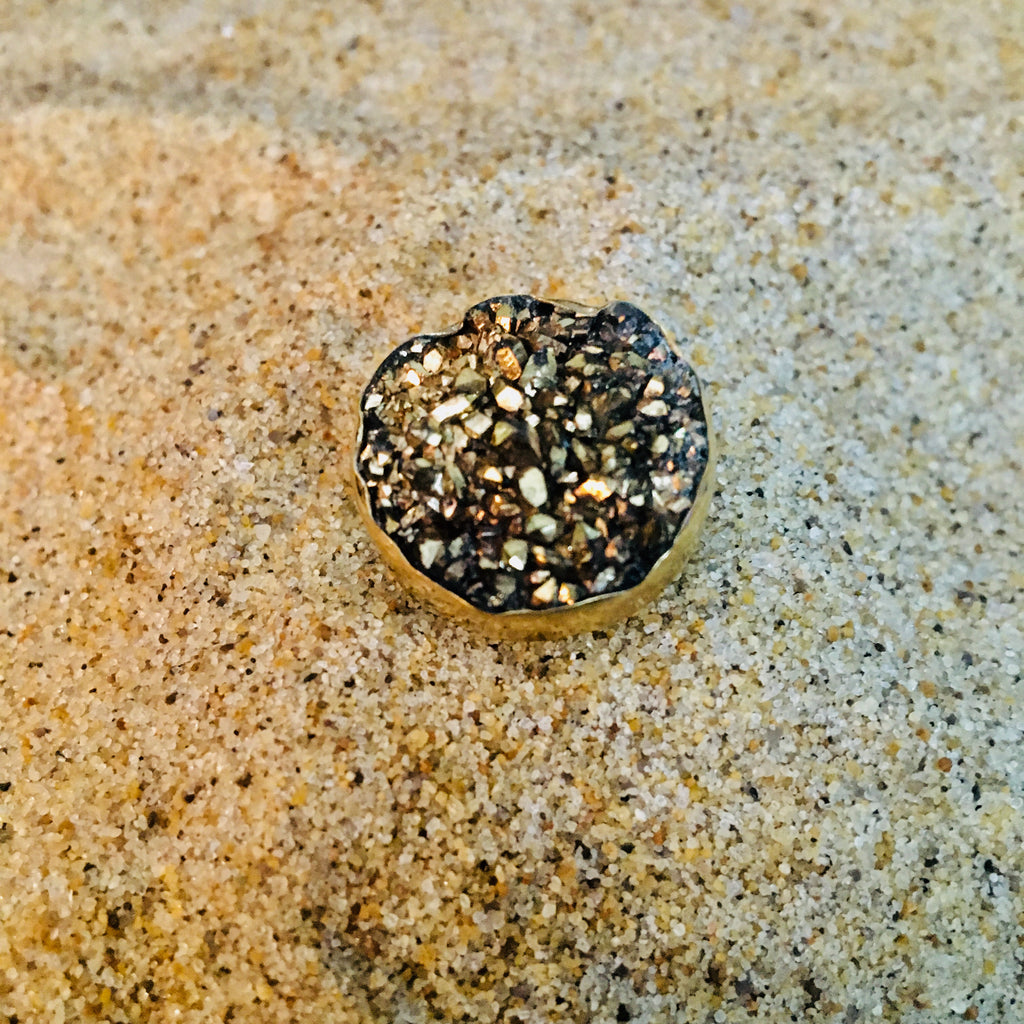 Bronze Ring with Golden Druze-Jenstones Jewelry