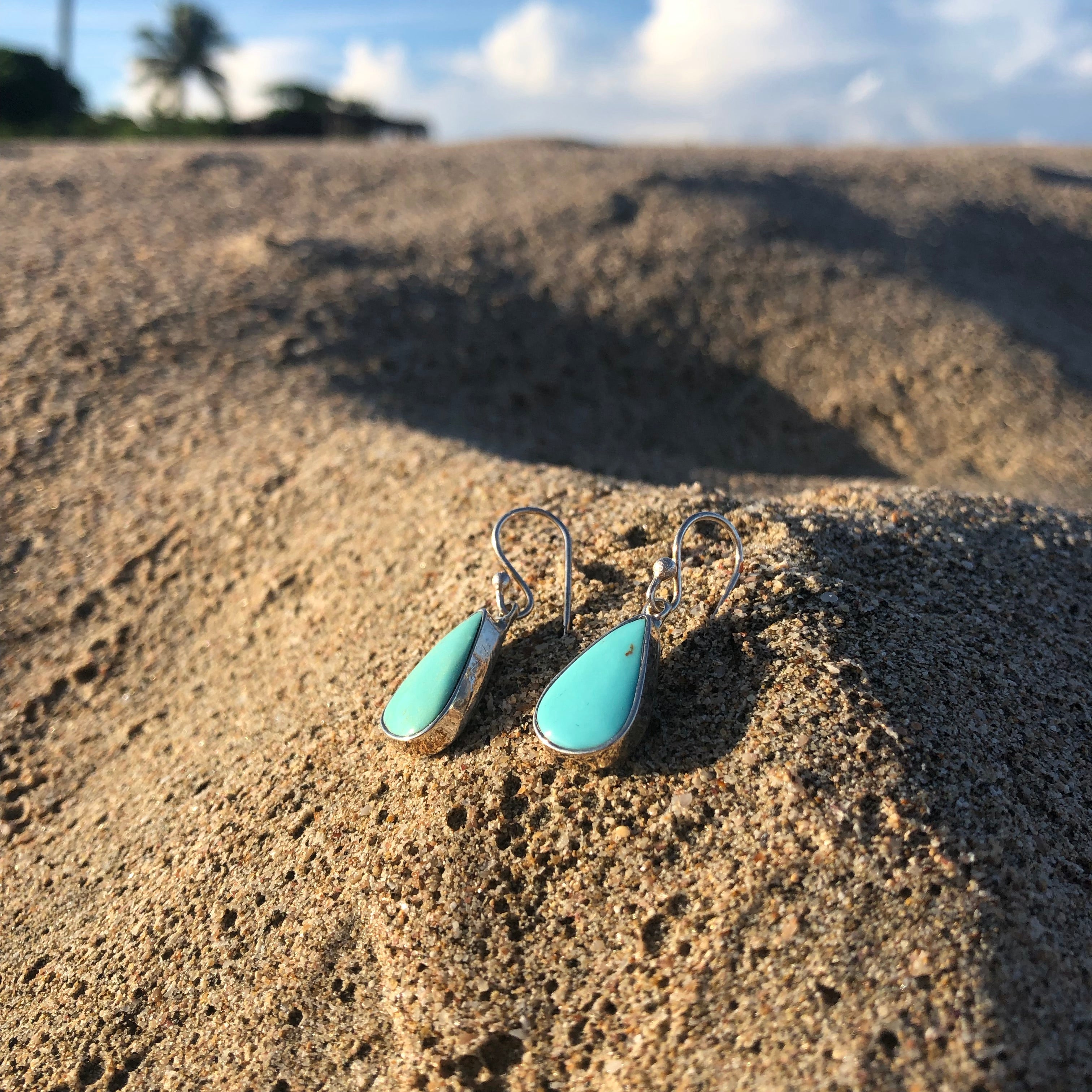 Turquoise Tear Earrings-Jenstones Jewelry