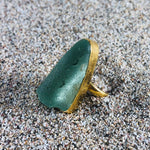 Load image into Gallery viewer, Bronze Sea Glass Ring Sea Foam Green-Jenstones Jewelry

