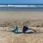 Load image into Gallery viewer, Wrap Bangle with Aqua &amp; Cobalt Blue Sea Glass-Jenstones Jewelry
