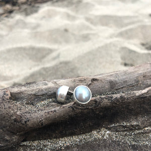 Gray Fresh Water Pearl Post Earrings-Jenstones Jewelry