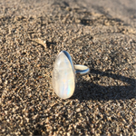 Load image into Gallery viewer, Rainbow Moonstone Tear Ring-Jenstones Jewelry

