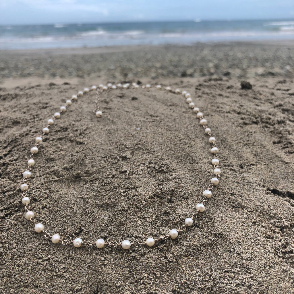 Sterling Silver and White Pearl Chain Necklace Jenstones Jewelry