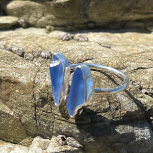 Ocean Blue Sea glass Wrap Around Ring-Jenstones Jewelry