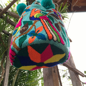 Mochila Turquoise Perrot Large Pom Pom Braid Design-Jenstones Jewelry