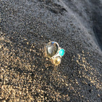 Load image into Gallery viewer, Labradorite, Turquoise and Citrine Ring-Jenstones Jewelry
