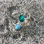 Load image into Gallery viewer, Emerald and Larimar Wrap Ring-Jenstones Jewelry
