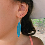 Load image into Gallery viewer, Aqua Sea Glass Surf Board Earrings-Jenstones Jewelry
