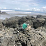 Load image into Gallery viewer, Emerald Ring Raw Repousse’ Prong Setting-Jenstones Jewelry
