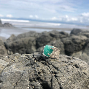Emerald Ring Raw Repousse’ Prong Setting-Jenstones Jewelry