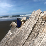 Load image into Gallery viewer, Petite Aqua Sea Glass Gold Plated Bronze Ring-Jenstones Jewelry
