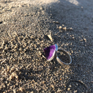 Amethyst Ring Raw crystal-Jenstones Jewelry