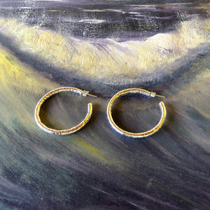 Hoop Earrings Sterling Textured-Jenstones Jewelry