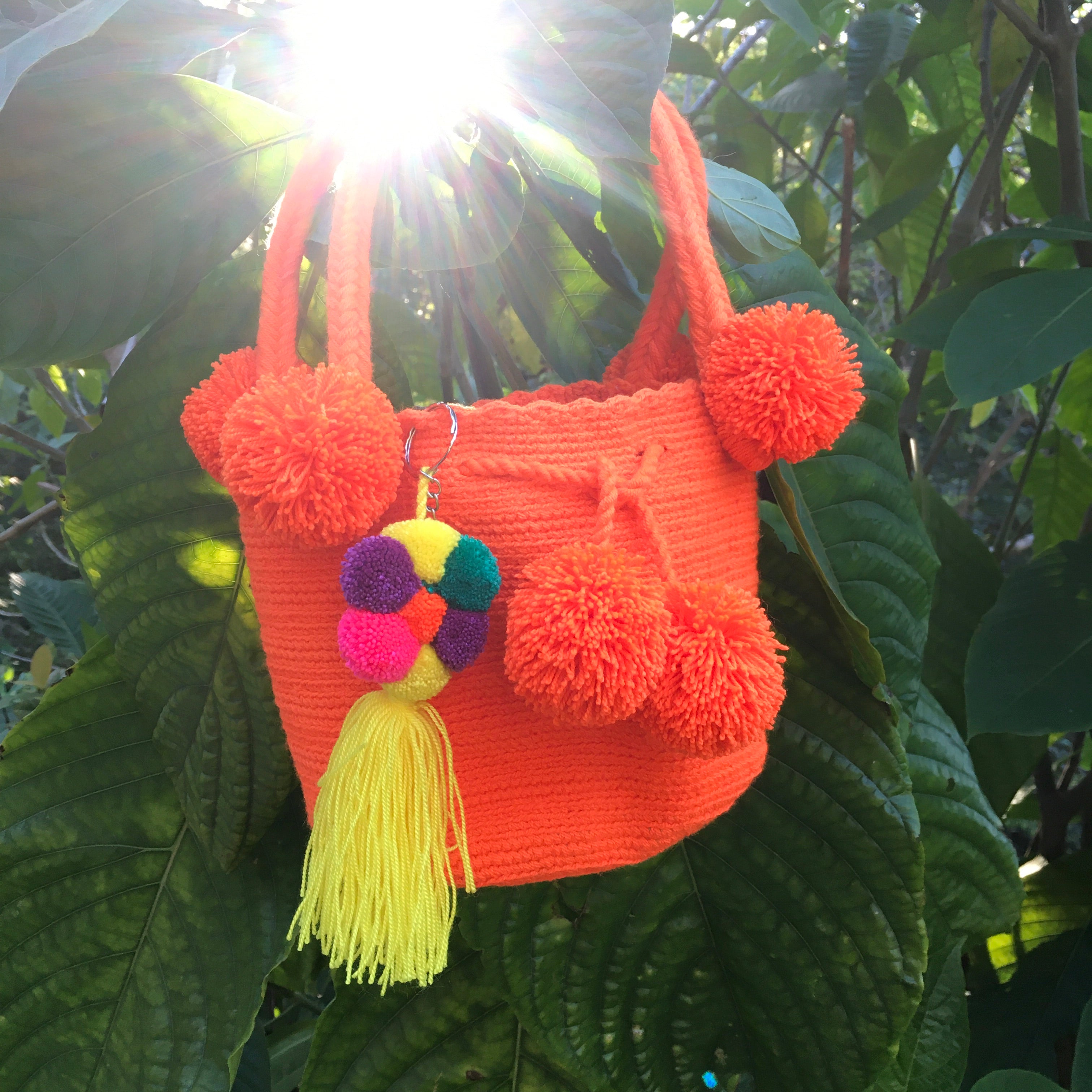Mochila Orange Small Pom Pom-Jenstones Jewelry