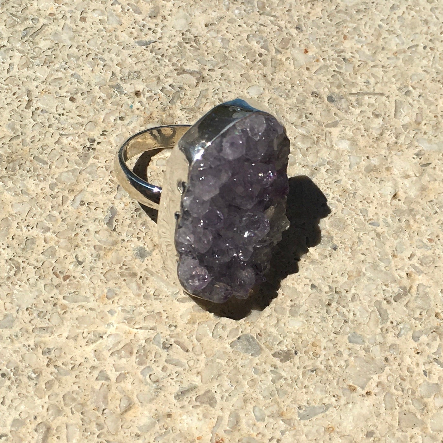 Amethyst Ring Raw Crystal Cluster Oval-Jenstones Jewelry