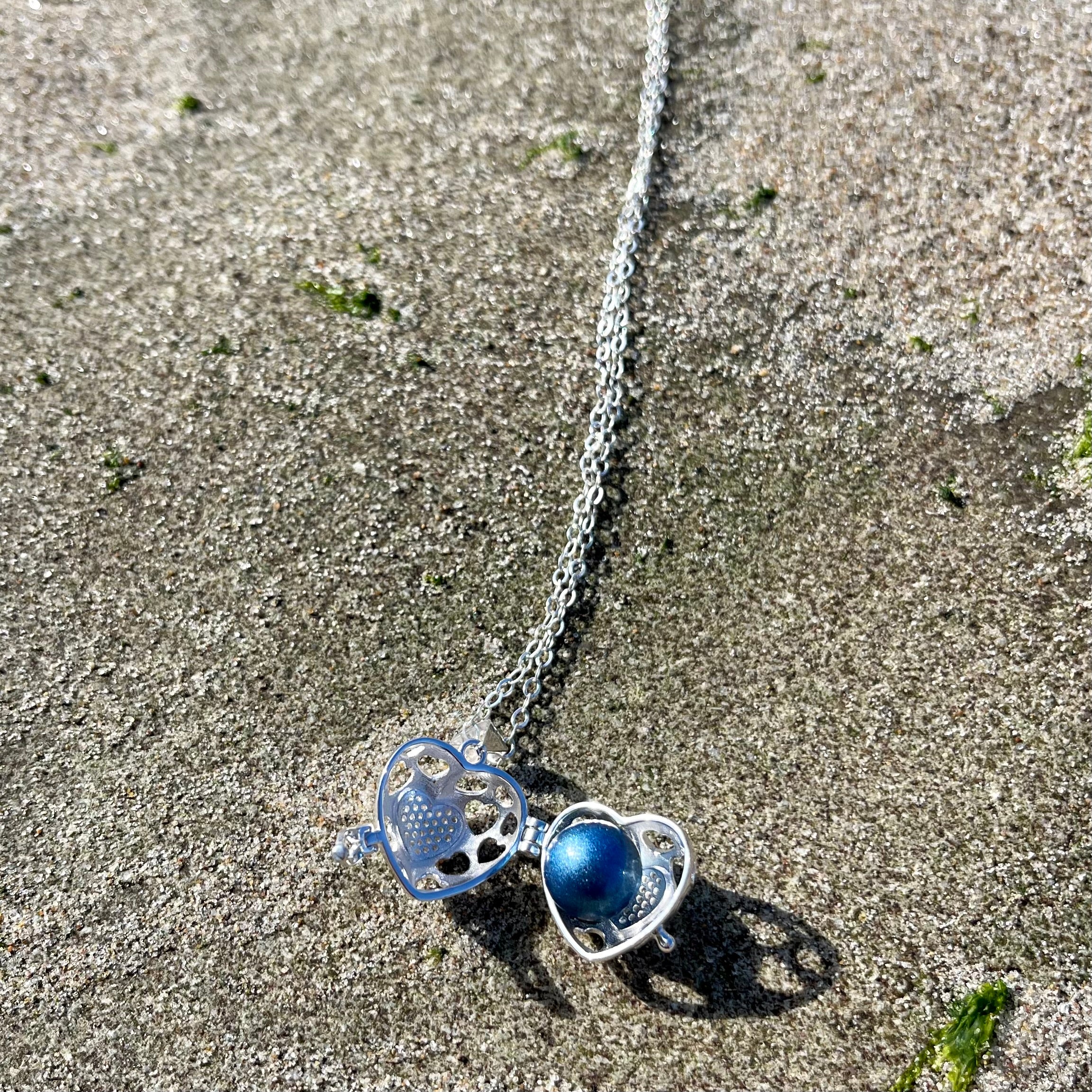 Heart Locket w/ Pearl Sterling Silver Necklace-Jenstones Jewelry