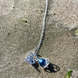 Heart Locket w/ Pearl Sterling Silver Necklace-Jenstones Jewelry