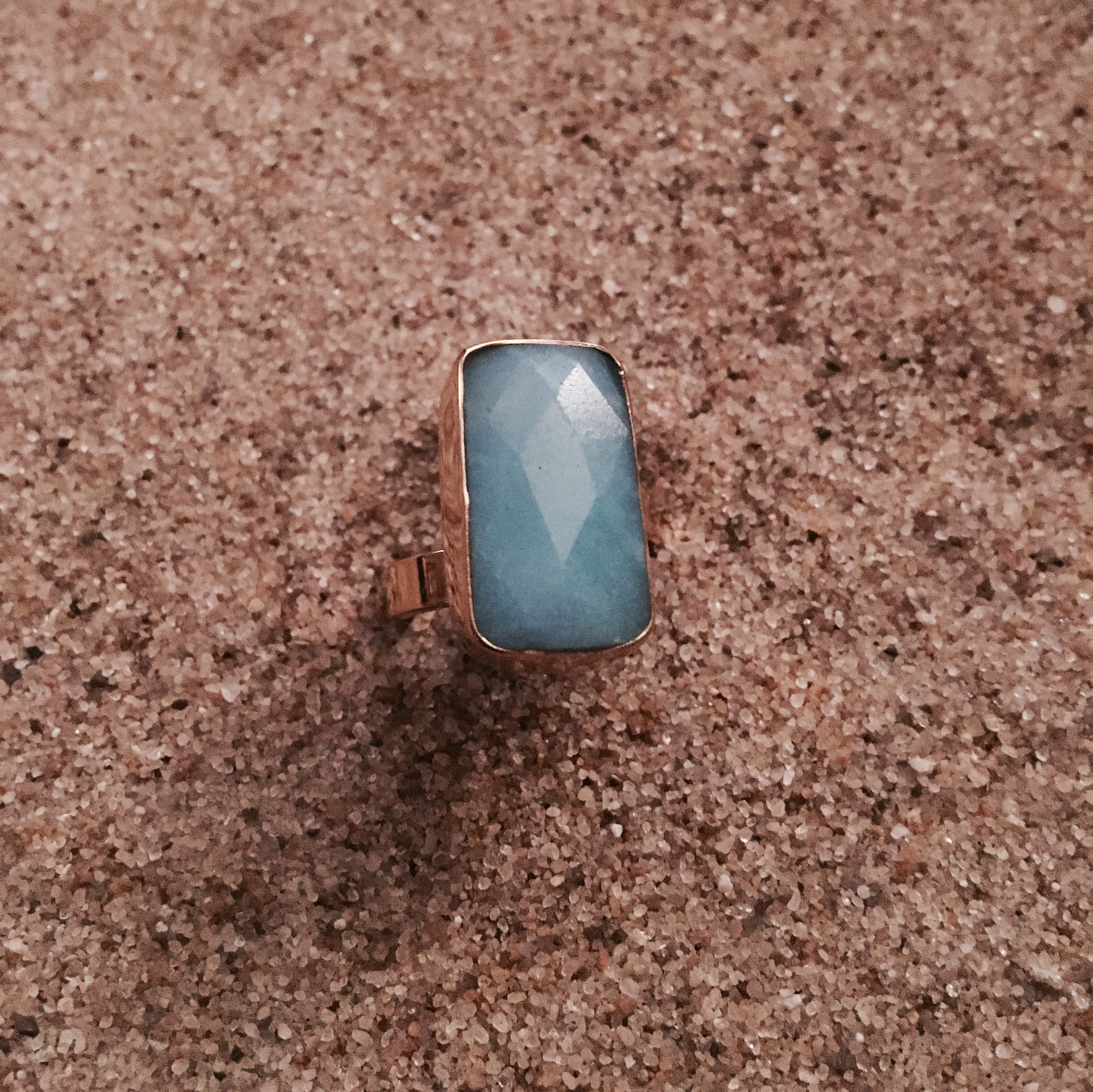 Ring Bronze with Faceted Blue Agate-Jenstones Jewelry