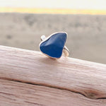 Load image into Gallery viewer, Blue Diamond Seaglass Sterling Silver Ring-Jenstones Jewelry

