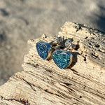 Load image into Gallery viewer, Ocean Blue Heart Druzy Stud Earrings-Jenstones Jewelry
